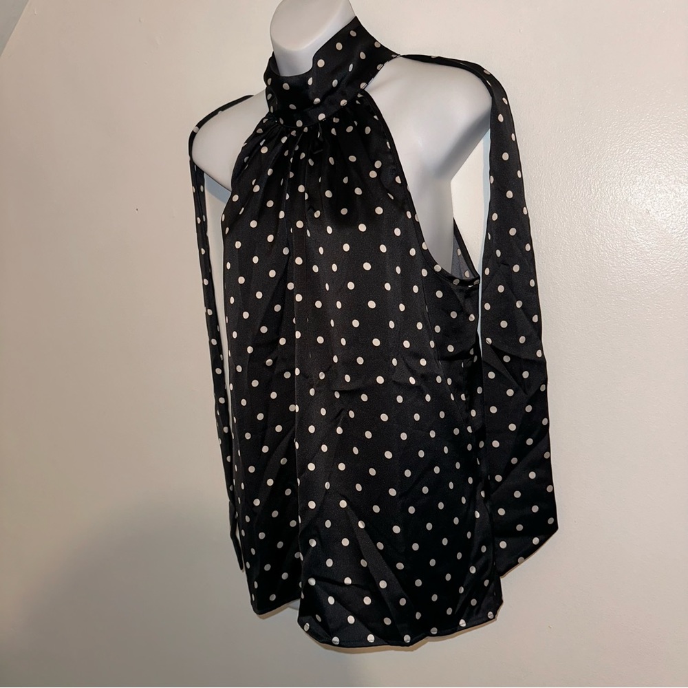 Joie Women’s Black top with white polka dots size Large 🆕 - Picture 6 of 15